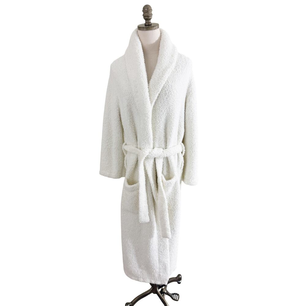 Barefoot Dreams Cream Cozy Chic Fuzzy Robe Women's Sz 1X Tie Belt Waist Pockets